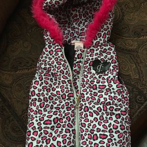 Juicy Couture fur trim vest with gold zipper.